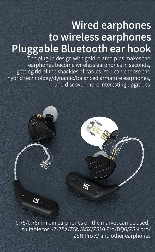 KZ AZ09 - Gancho para la oreja con actualización de Bluetooth 5.2 verdaderamente inalámbrico - Negro