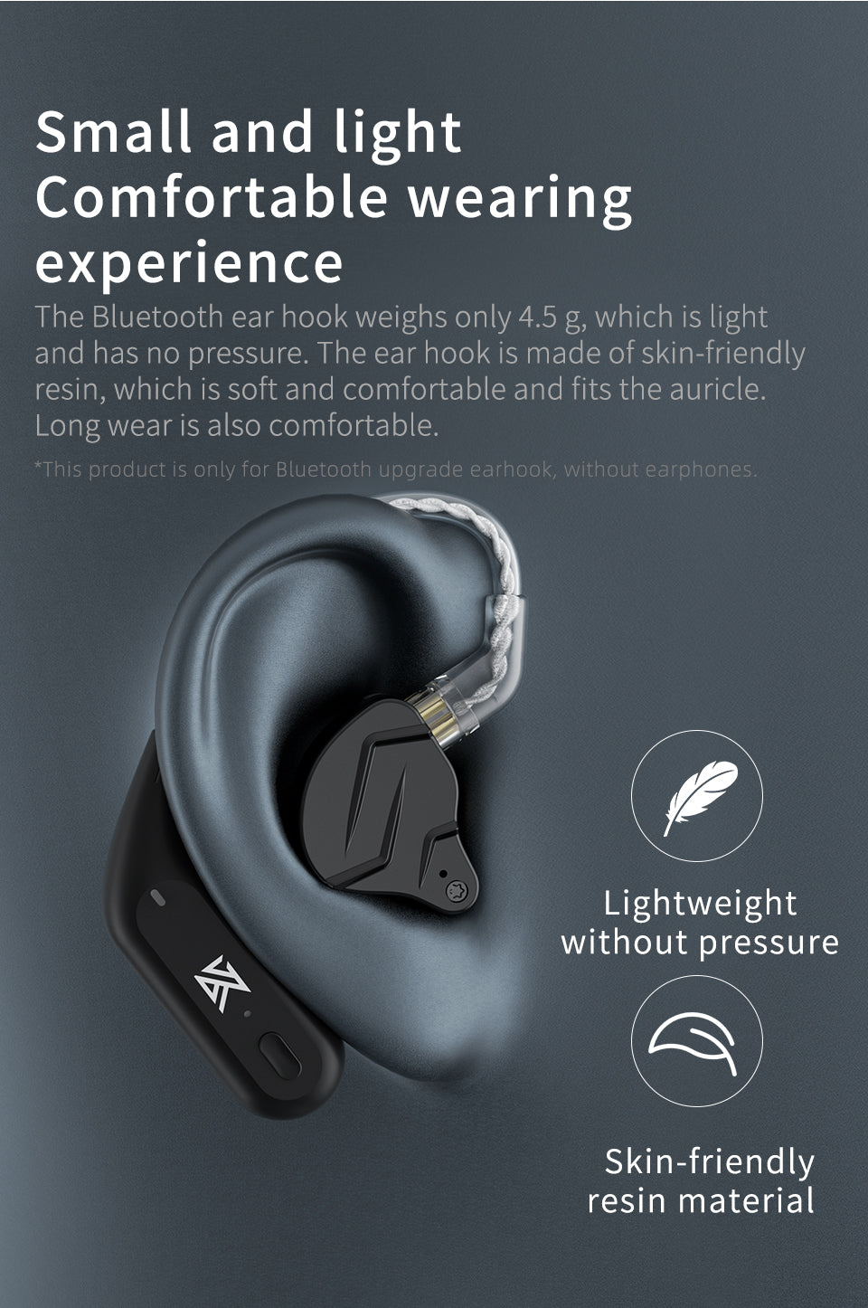 KZ AZ09 - Gancho para la oreja con actualización de Bluetooth 5.2 verdaderamente inalámbrico - Negro